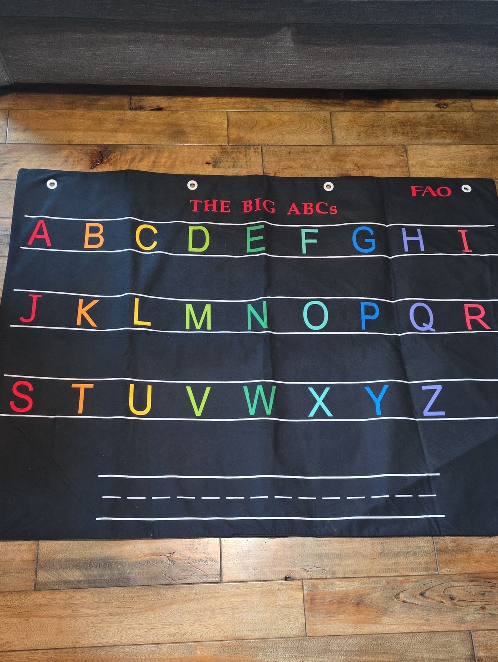 FAO Schwarz The Big ABCs Black Alphabet Classroom Hanging Felt Mat